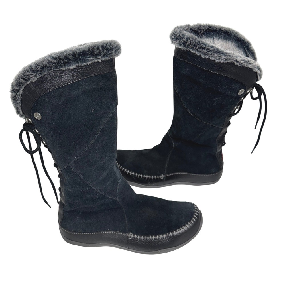 The North Face Black Suede PrimaLoft Insulated Faux Fur Tall Boots Womens 9 AHDZ
